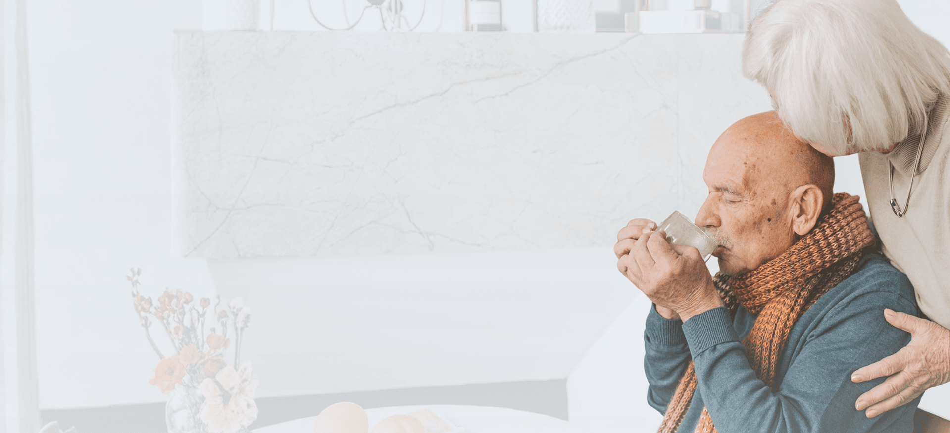 Senior receiving compassionate in-home support